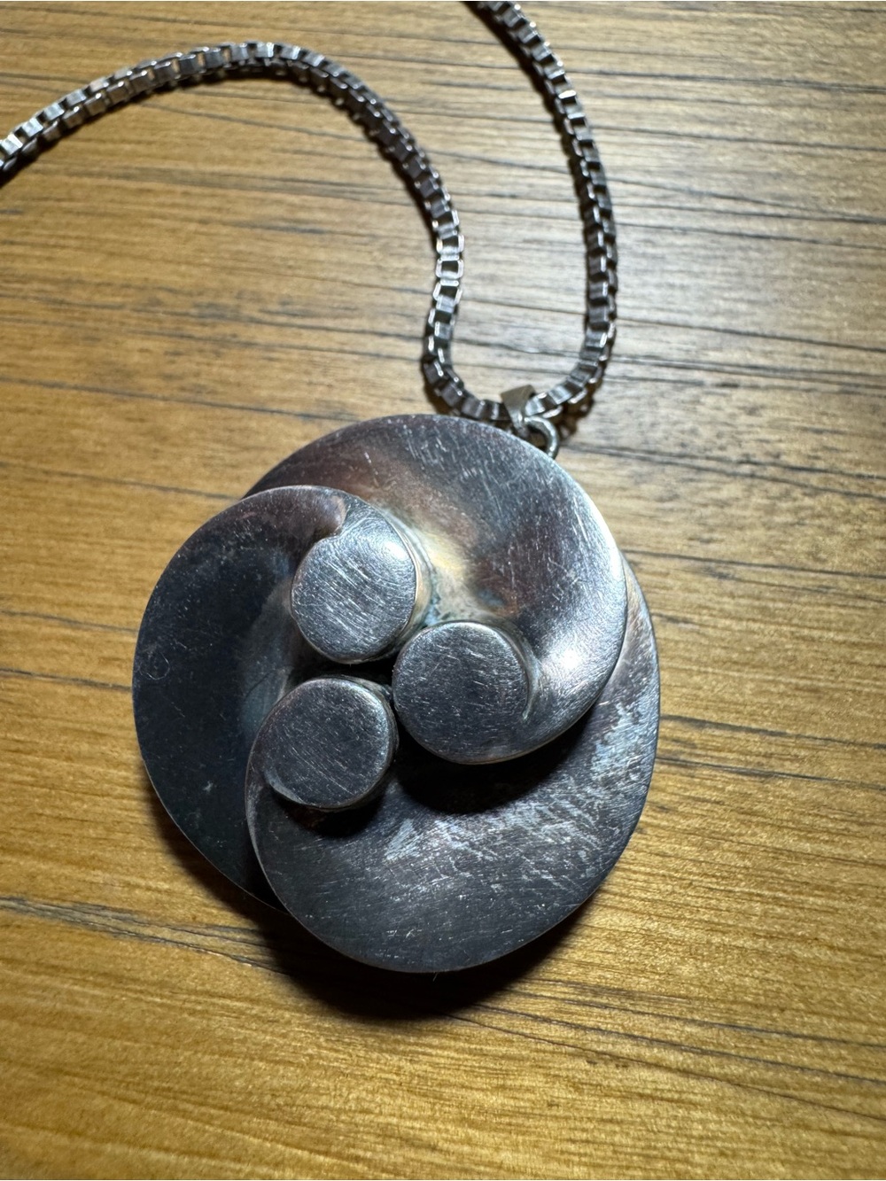 Taxco Blackened Silver Round Brooch Pendant - Picture 5 of 9